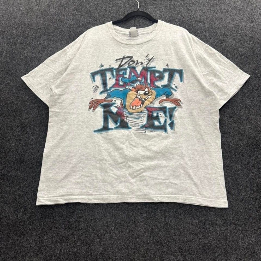 Looney Tunes Taz Don't Tempt Me Tee Mens XL Vintage Cartoon Graphic Shirt